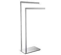 NSODOO Double Towel Rail Freestanding Bathroom Accessories Towel Holder on Chrome Brass Floor