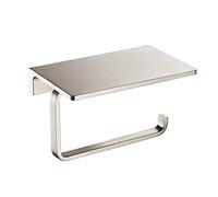 NSODOO Solid Brass Bathroom Toilet Paper Holder and Superior Hotel Style Toilet Paper Roll Holder for Mobile Phone Storage Brushed Nickel Finish