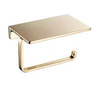 NSODOO Solid Brass Bathroom Toilet Paper Holder and Superior Hotel Style Toilet Roll Holder with Mobile Phone Storage Polished Gold