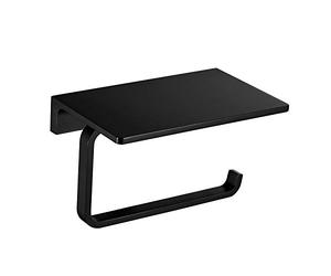 NSODOO Solid Brass Bathroom Toilet Paper Holder and Superior Hotel Style Toilet Roll Holder with Mobile Phone Storage Oiled Rubbed Black Finish