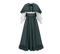NSPSTT Edwardian Dress for Women Victorian Dress 3PC 1800s Cape Civil War Costume Retro Outfit with Blouse Skirt and Cape Historical Cosplay, XL