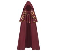 NSPSTT Red Velvet Hooded Cape Women Gothic Costume Renaissance Cloak L