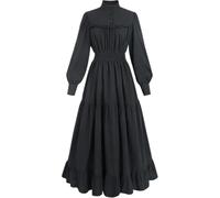 NSPSTT Victorian Dress for Women Long Sleeve Medieval Dresses Women's Victorian Vintage Cotton Long Sleeve Dress Renaissance Costume Witch Dresses