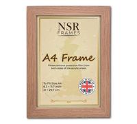 NSR A4 Picture Frames, Freestanding and Wall Mountable A4 Oak/Pine Frame, Flat Shape Photo Frames Perfect as Certificate Frame & Poster Frame