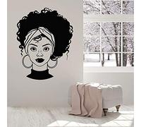 NSRJDSYT Beautiful African Girl Wall Decal Afro Hairstyle Beauty Salon Woman Bedroom Interior Decor Door Window Vinyl Stickers Mural 57x72cm