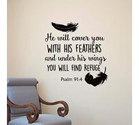 NSRJDSYT Bible Verse Wall Decal Bedroom Wall Stickers Religious Decals Psalm 91 4 Home Decor Bible Quotes Mural Sticker 57x58cm