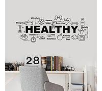 NSRJDSYT Healthy Lifestyle Wall Decal Balance Sport Food Words Vinyl Window Stickers Home Decor for Bedroom Living Room Gym Mural 45x116cm