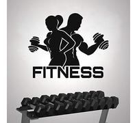 NSRJDSYT Men And Women Work out Silhouette Fitness Text Wall Art Vinyl Sticker Decal For Gym Decoration 70x57cm