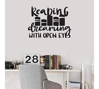 NSRJDSYT Reading Quote Wall Decal Learning With Open Eyes Vinyl Stickers Read Room Bookstore Library Classroom Interior Decor Mural 74x101cm