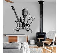 NSRJDSYT Rock N Roll Wall Decal Music Rock Guitar Microphone Bar Music Room Interior Decor Vinyl Wall Sticker Mural Art Cool 75x82cm