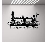 NSRJDSYT Wall Decals Quotes It's Always Tea Time Mad Quote Wall Sticker Kids Room Living Room Decor Vinyl Mural 103x57cm