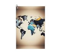 Nssbvnm Abstract World Map Print Golf Towel Sports Towels Absorbent Quick Dry Travel Beach Outing Yoga Versatile Use