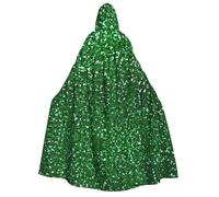 Nssbvnm Green Sequin Sparkle Print 190cm Hooded Cloak Carnival Costume Unisex Cosplay Celebrations Themed Parties