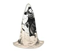 Nssbvnm Halloween Witch Flying Print Unisex Hooded Cloak Cosplay Costume Festival Celebrations Carnival Medieval Wear