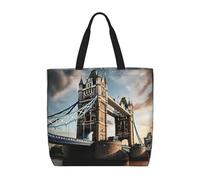 Nssbvnm Historic Old Tower Bridge London Print Large Capacity Tote Lightweight Grocery Shopping Bag Travel Beach Office Daily Use