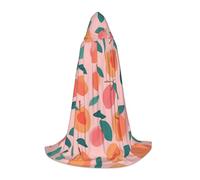 Nssbvnm Pink Peach Pattern Seamless Pattern Print Unisex Hooded Cloak Cosplay Costume Festival Celebrations Carnival Medieval Wear