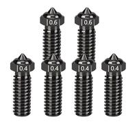 Nssnlur Hardened Steel Nozzle for QIDI Q1 Pro/X-Plus 3/X-SMART3/X-MAX3, Hardened Steel Nozzle, 4 Pieces 0.4 mm, 2 Pieces 0.6 mm Extruder Hotend Nozzles for QIDI 3D Printers, Pack of 6