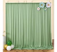 NSSONBEN 10x8ft Wrinkle Free Sage Green Backdrop Curtains for Parties, Thick Fabric Photo Backdrop Drapes for Wedding Party Background Birthday Decoration