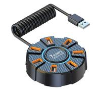 Nsssunnre USB 2.0 Hub Multi Splitter Adapter 5Gbps High Speed USB Splitter Power Adapter Multiple Expander for PC Laptop, 7 Ports