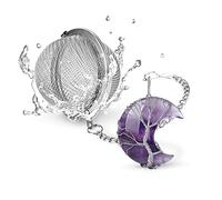 NSTaygate Tea Infuser Tea Strainer Tea Diffuser for Loose Tea Amethyst Tree of Life Wire Wrapped Crescent Moon Pendant Reiki Healing Crystal Stone Tea Ball Tea Filter Gifts for Women