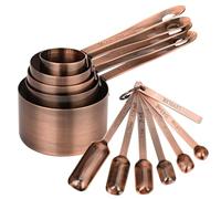 Nstezrne Copper Measuring Cups and Spoons Set, Stainless Steel Measuring Cups and Spoons Set 12, Metal Measuring Cups Set, 5 Copper Measuring Cup Set and 6 Copper Measuring Spoons &Leveler for Kitchen