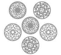 Nstezrne Silicone Trivets Mats for Hot Pots and Pans, Multi Purpose Trivets Mat -Heat Resistant Silicone Trivet Intricately Carved Hot Pads Set of 6 (C: Style 1-Light Grey)