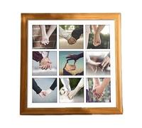 NSTVVEE Photo Picture Display Frame Square Photo Frame Nine Square Grid Picture Frame Wooden Photo Display Bedroom Living Room Office Desktop Wall Decoration Living Room Decoration (A 12IN