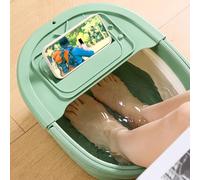 NSXAYIWE Collapsible Foot Bath Soak Tub with Phone Holder, Portable Foot Soaking Bucket with Massage Acupoint for Home Travel (Green White)