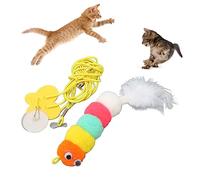 NSXAYIWE Hanging Door Cat Feather Toy with Adjustable Rope and Bell, Interactive Cat Teasing Toys for Indoor Cats, Space Saving Doorway Cat Toys for Fun