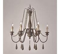 NSXBY American Country Antique Wooden Chandelier, 6-Light, Old White, E14 Base, 111V~240V, Living Room, Dining Study, Bar, Café, Public Spaces
