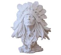 NSXBY Indian Chief Figurine, Resin, Sculpture, Brown, Classical, Cultural, Hand-carved, Hand-painted, 25x17x30cm (10x7x12inch), Free-standing, Polished, Birthday, Outdoor, All Seasons