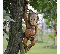 NSXBY Jungle Monkey Hanging Animal Statue,Resin Monkey Statue Garden Statues,Simulation Monkey Sculpture Garden Figurines Tree Yard Fence Home Decor-A 15x9x6cm(6x4x2inch)