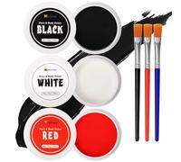 nsxsu Halloween Face Paint White+Black+Red165g(5.8oz ), Face Painting Kit Professional for Kids and Adults, Body Paint Set with Brushes for Halloween SFX Makeup Cosplay Skull Clown Art Theater