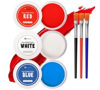 nsxsu Halloween Face Paint White + Red + Blue 165g(5.8oz), Face Painting Kit Professional for Kids and Adults, Body Paint Set with Brushes for Halloween SFX Makeup Cosplay Skull Clown Art Theater
