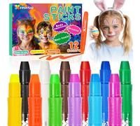 nsxsu Kids Face Paint Sticks 12 Colors, Washable Face Paint Pens for Children, Body Paint Crayons for Birthday Party, Mess Free Girls Boys Facepaint Kit Halloween Makeup