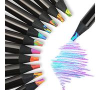 nsxsu Stocking Fillers Kids, 12 Pcs Rainbow Pencils for Adults, Jumbo Rainbow Coloured Pencil, Art Supplies, Multicoloured Pencils, Arts and Crafts Teenage Girls Gifts for 4-12 Year Old Girls