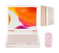 Nsyee 10.2&10.5 Inch Keyboard Case with Mouse Compatible with 10.2" 9th 2021/8th 2020/7th Gen 2019, iPad Air 3 2019, 10.5" iPad Pro 2017, Slim Detachable Bluetooth UK Layout Keyboard,Pink