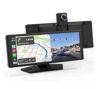 Nsyee 10.26'' Car Play Screen, Carplay Screen for Apple Car Play & Android Auto, Car Tablet with 360° Rotatable 4K Front + Rear 1080P Dual Camera Dash Cam, Mirror Link/Voice Assistant/64GB TF Card