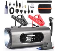 Nsyee 8-IN-1 Car Jump Starter, 2000A Peak, 12V Battery Booster, 20000mAh Portable Powerbank Charger, for up to 8.0L Gasoline / 6L Diesel, with LCD Display/Vacuuming/LED Light/Tire Inflation, Grey