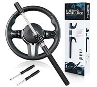 Nsyee Car Steering Wheel Lock, Car Anti-Theft Device, Password Code Steering Lock, Retractable Keyless Heavy Duty Car Lock Steering Wheel, Universal Car Steering, Black