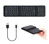 Nsyee Folding Keyboard Bluetooth, Foldable Keyboard with Touchpad and Numeric Keypad, USB Rechargeable Tri-Folding Portable Keyboards, Wireless Mini Wirelessl Keyboards for Tablet, IOS, Android, Wins