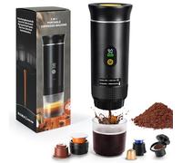 Nsyee Portable Electric Espresso Machine, with LED Display, Self-Heating, USB-C, 3-in-1 Electric Travel Coffee Maker, Compatible with Big&Small Capsules/Ground Coffee, For Camping, RV, Office, Black