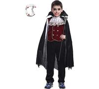 Nsywmzy Halloween Boys Vampire Costume Long Sleeve Top Pants Cape Collar Party Deluxe Dracula Cosplay Outfits (Black, 5-6 Years)