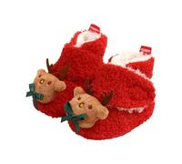 Nsywmzy Halloween Infant Baby Slippers Cozy Fleece Soft Non-Slip Winter Warm Boots Newborn Sock Shoes Christmas First Walkers Footwear (Red, 6-12 Months)