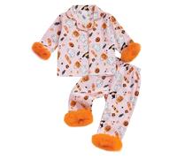 Nsywmzy Kids Baby Boy Girl Halloween Pajamas Sets Pumpkin Ghost Long Sleeve Shirts Tops Elastic Waist Pants 2 Piece Toddler Sleepwear Pj (Orange 2, 6-12 Months)