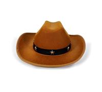 Nsywmzy Kids Cowgirl Hat 2-6T Wide Brim Western Hat Stylish Star Leather Belt Design Cap Toddler Halloween Party Hat (Khaki, ONE SIZE)
