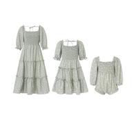 Nsywmzy Mommy and Me Dresses Family Matching Outfits Floral Printed Rompers Summer Casual A-Line Vacation Beach Maxi Dresses (Baby-Girls, 0-6 Months, Green)