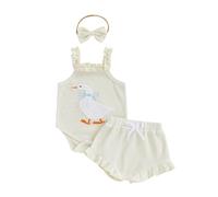 Nsywmzy Newborn Baby Girl Clothes Cute Ruffle Sleeveless Romper Bodysuit Shorts Headband Infant Summer Clothes Sets
