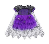 Nsywmzy Newborn Baby Girl Halloween Outfit Puff Sleeve Witch Bat Tulle Tutu Dress Romper With Headband Toddler Clothes (Purple, 18-24 Months)