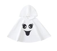 Nsywmzy Toddler Baby Boy Girl Halloween Costume Ghost Smile Cloak Fancy Party Cape Poncho Hooded Kid Cosplay Outfits (White 8, 5-6T)